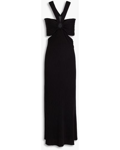 Ba&sh Cutout Ribbed-knit Maxi Dress - Black