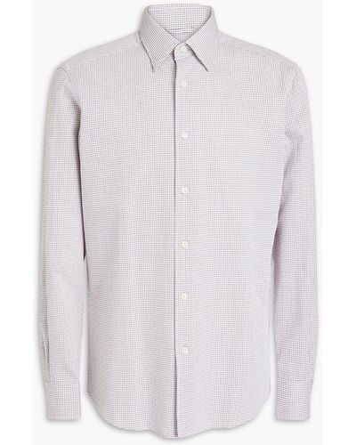 Zegna Gingham Cotton-seersucker Shirt - White