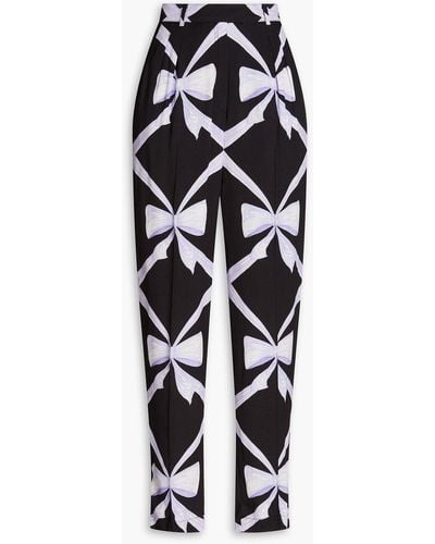 Hayley Menzies Printed Crepe Tapered Trousers - Black