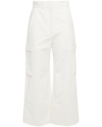 Lee Mathews Frankie Cropped Cotton-blend Canvas Wide-leg Pants - White