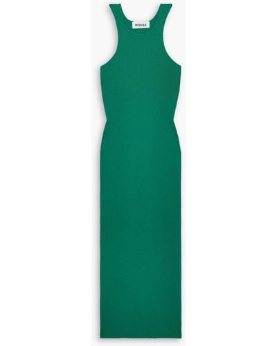 Monse Cutout Ribbed Cotton-blend Midi Dress - Green