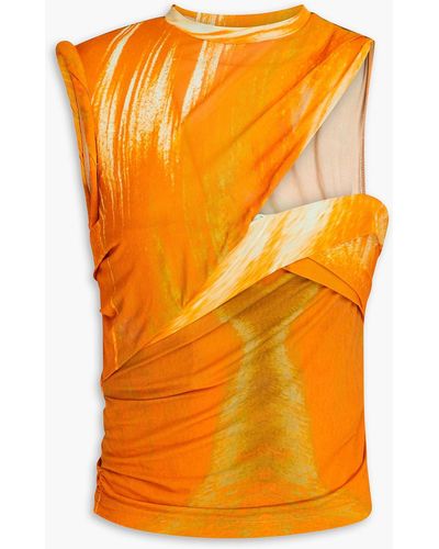 Jonathan Simkhai Terra Cutout Printed Jersey Top - Orange