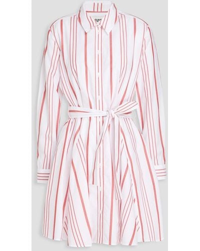 Claudie Pierlot Striped Cotton And Lyocell Blend-poplin Shirt Dress - Pink
