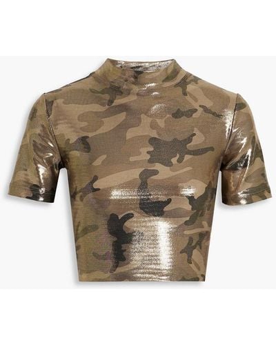 Koral Stella Glaze Cropped Camouflage-print Stretch-jersey Top - Metallic