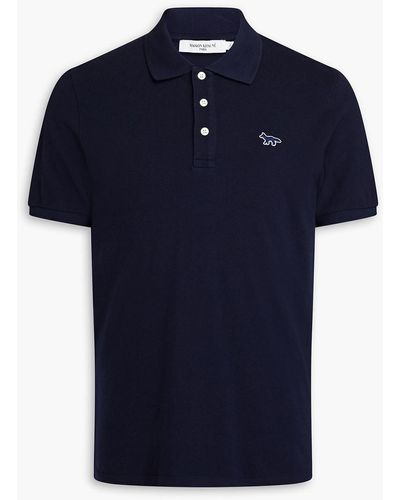 Maison Kitsuné Appliquéd Cotton-piqué Polo Shirt - Blue