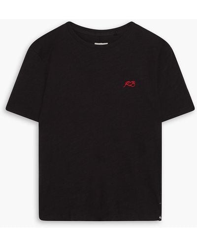 Rag & Bone T-shirt aus baumwoll-jersey mit flammgarneffekt und stickereien - Schwarz