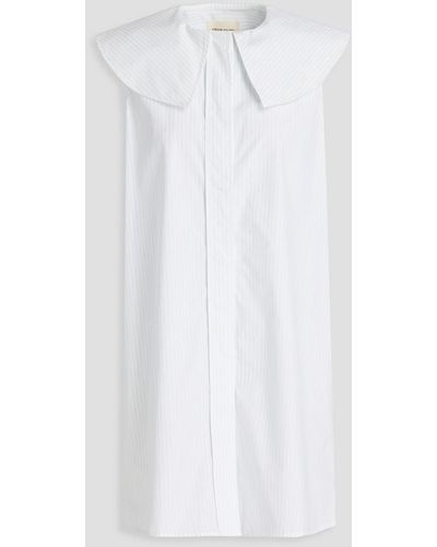 Loulou Studio Samet Striped Cotton-poplin Mini Shirt Dress - White