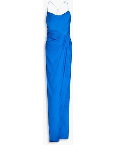 GAUGE81 Shiroi Wrap-effect Draped Silk-twill Maxi Dress - Blue