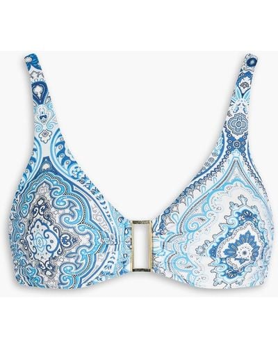 Melissa Odabash Bel Air Embellished Paisley-print Underwired Bikini Top - Blue