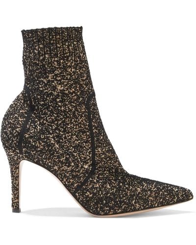 Gianvito Rossi Fiona Bouclé-knit Sock Boots - Brown