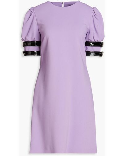 Moschino Faux Leather-trimmed Cady Mini Dress - Purple