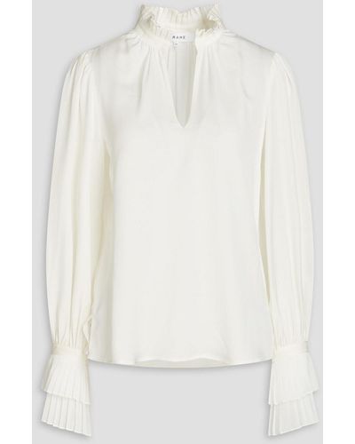 FRAME Gathered Silk Crepe De Chine Blouse - White