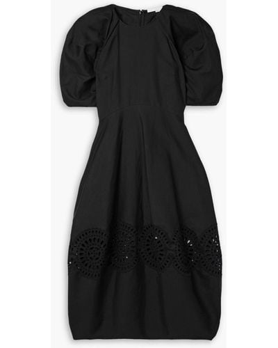 Stella McCartney Broderie Anglaise Poplin Midi Dress - Black