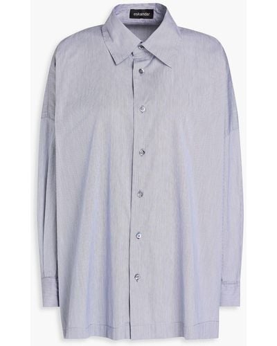 Eskandar Pinstriped Cotton-poplin Shirt - Blue