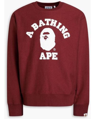 A Bathing Ape Printed Cotton-fleece Sweatshirt - Red