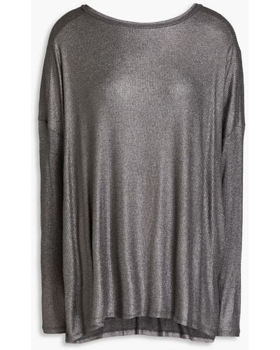 Majestic Filatures Oversized Ribbed Jersey Top - Grey
