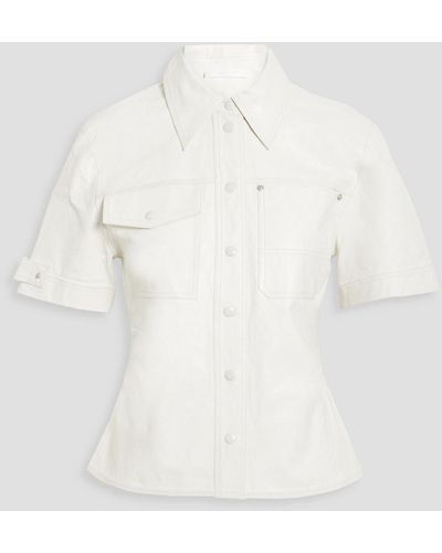 Helmut Lang Pleated Leather Shirt - White
