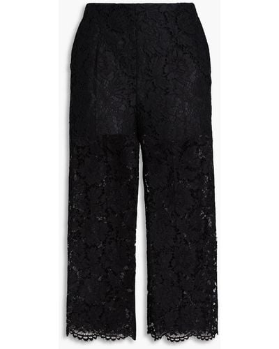 Valentino Garavani Cotton-blend Corded Lace Culottes - Black