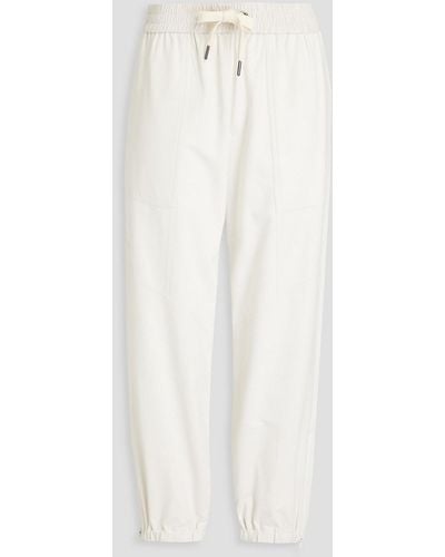 Brunello Cucinelli Cropped French Cotton-blend Terry Track Pants - White