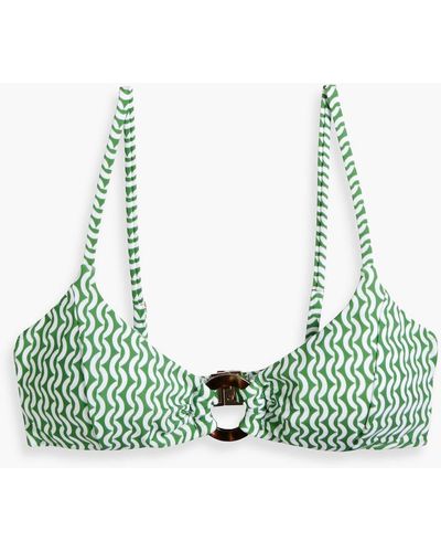 Jets by Jessika Allen Ipanema Ring-embellished Printed Bikini Top - Green