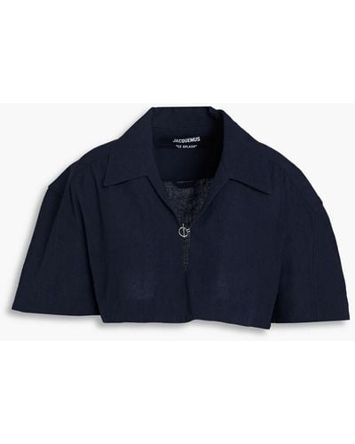 Jacquemus Bebi Cropped Hemp And Cotton-blend Shirt - Blue