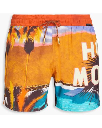Etro Short-length Printed Swim Shorts - Orange