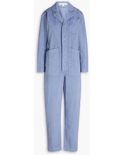 Alex Mill Standard Cropped Stretch-cotton Jumpsuit - Blue
