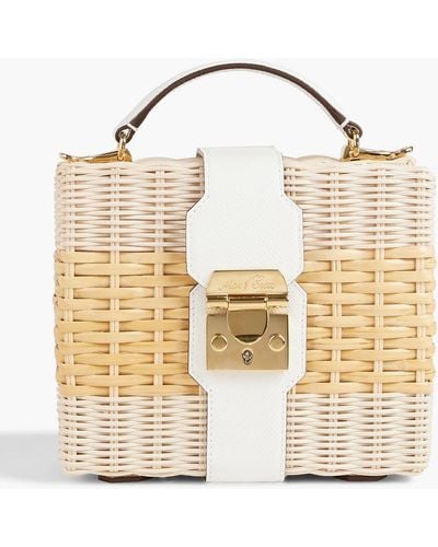 Mark Cross Harley Leather-trimmed Rattan Tote - Natural