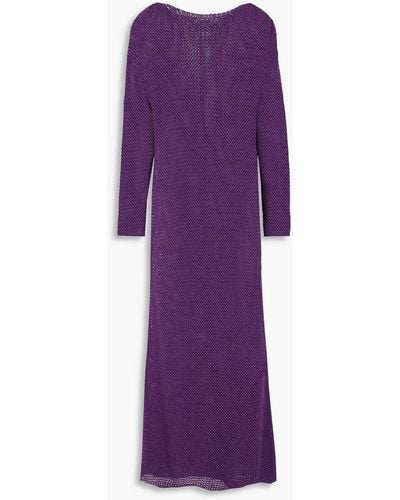 Khaite Opal Cotton-blend Crochet-knit Maxi Dress - Purple