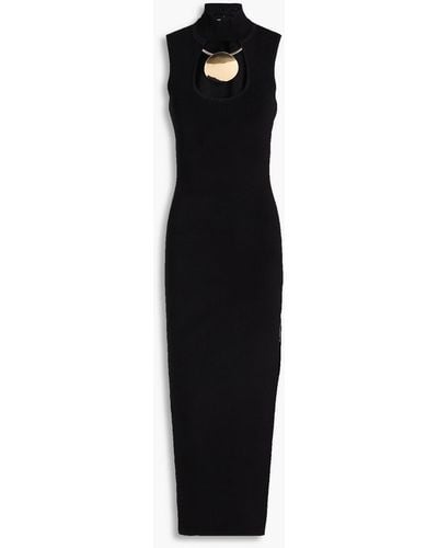 Nicholas Ella Cutout Embellished Ribbed-knit Midi Dress - Black