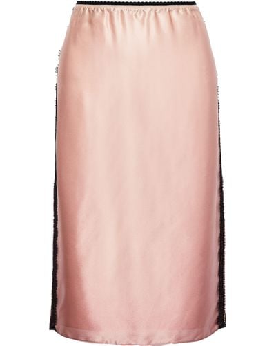Jason Wu Lace-trimmed Dégradé Silk-charmeuse Skirt Antique Rose - Pink