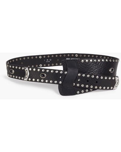 IRO Embellished Pebbled-leather Belt - Black