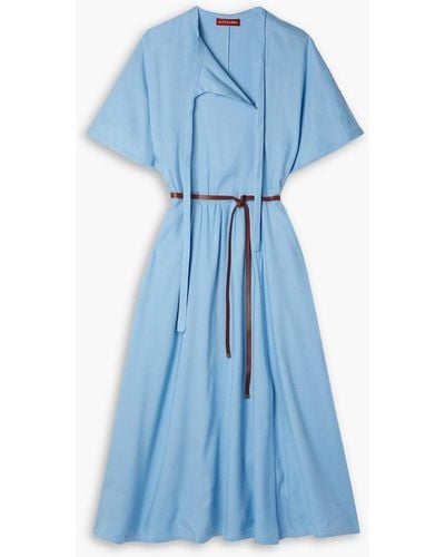 Altuzarra Rhodea Belted Linen-blend Midi Dress - Blue