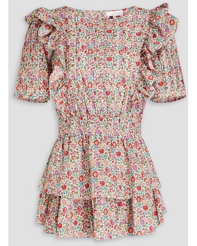 LoveShackFancy Natasha Ruffled Floral-print Cotton-poplin Mini Dress - Pink