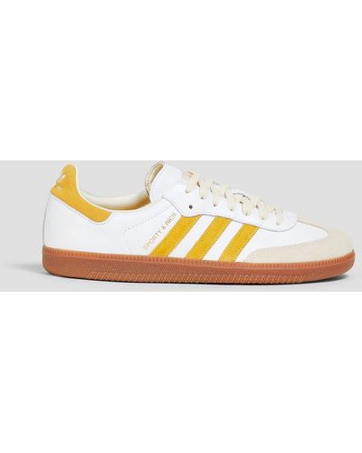 adidas Originals Sporty & Rich Samba Suede-trimmed Leather Trainers - White