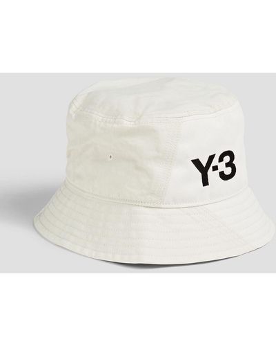 Y-3 Embroidered Shell And Canvas Bucket Hat - Natural