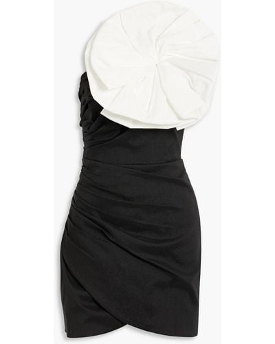 Rachel Gilbert Evana Strapless Floral-appliquéd Poplin Mini Dress - Black