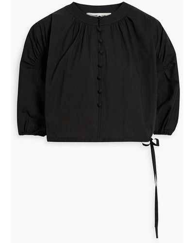 Diane von Furstenberg Daria Cropped Cotton-blend Poplin Blouse - Black