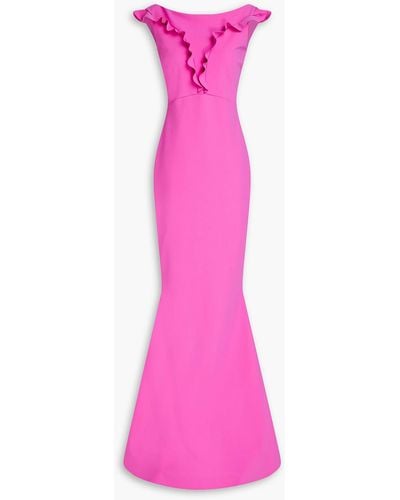 La Petite Robe Di Chiara Boni Perna Ruffle-trimmed Scuba Gown - Pink