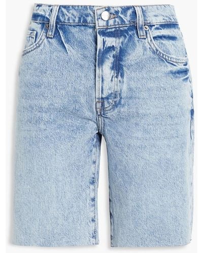 FRAME Le Slouch Frayed Denim Shorts - Blue