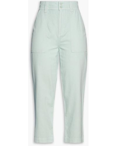 Joie Larkin Cotton And Linen-blend Tapered Trousers - Green
