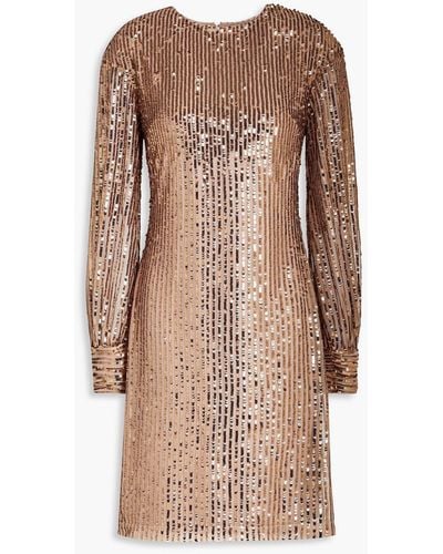 Raishma Sequined Tulle Dress - Brown