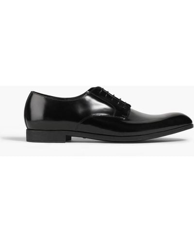 Emporio Armani Glossed-leather Derby Shoes - Black