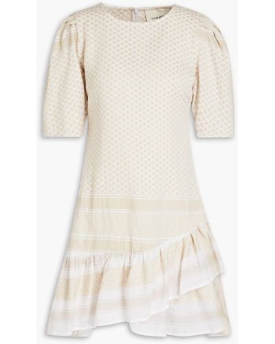Summery Copenhagen Olivia Ruffled Cotton-jacquard Mini Dress - Natural