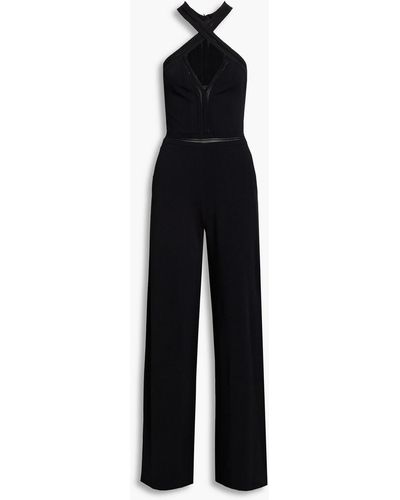 Stella McCartney Pointelle-trimmed Stretch-knit Wide-leg Jumpsuit - Black