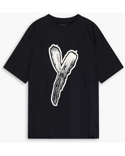 Y-3 T-shirt aus baumwoll-jersey mit logoprint - Schwarz