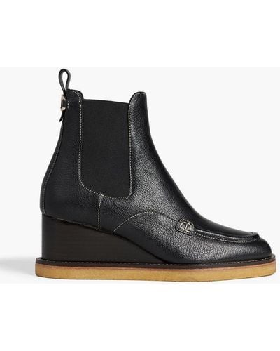 Ferragamo Ciminna Textured-leather Wedge Chelsea Boots - Black