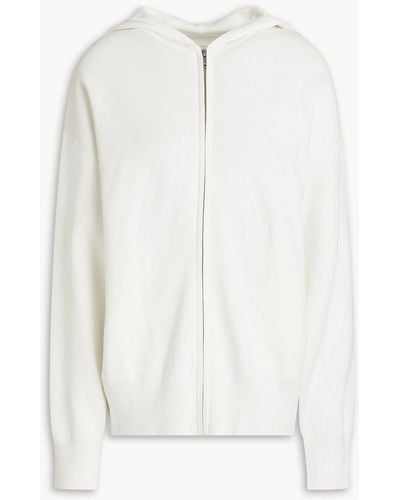 Sandro Logo-embroidered Knitted Zip-up Hoodie - White