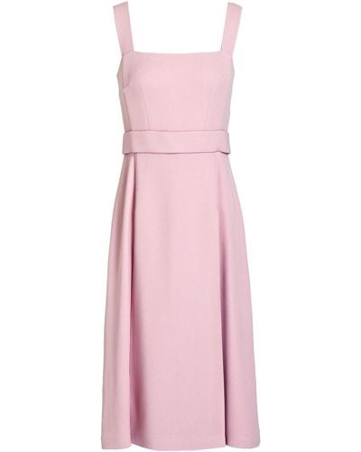Dolce & Gabbana Belted Pleated Stretch-crepe Midi Dress - Pink