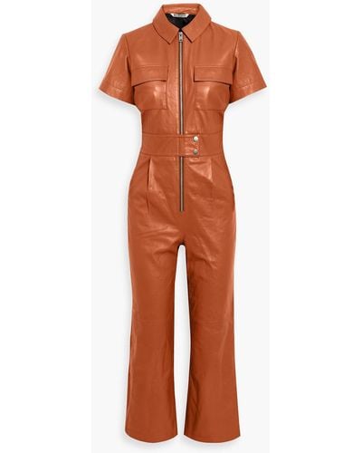 Walter Baker Ellie Cropped Leather Jumpsuit - Orange
